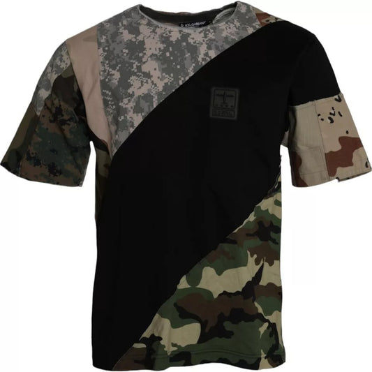 Dolce & Gabbana Multicolor Camouflage Cotton Round Neck Men T-shirt TSH86463-46