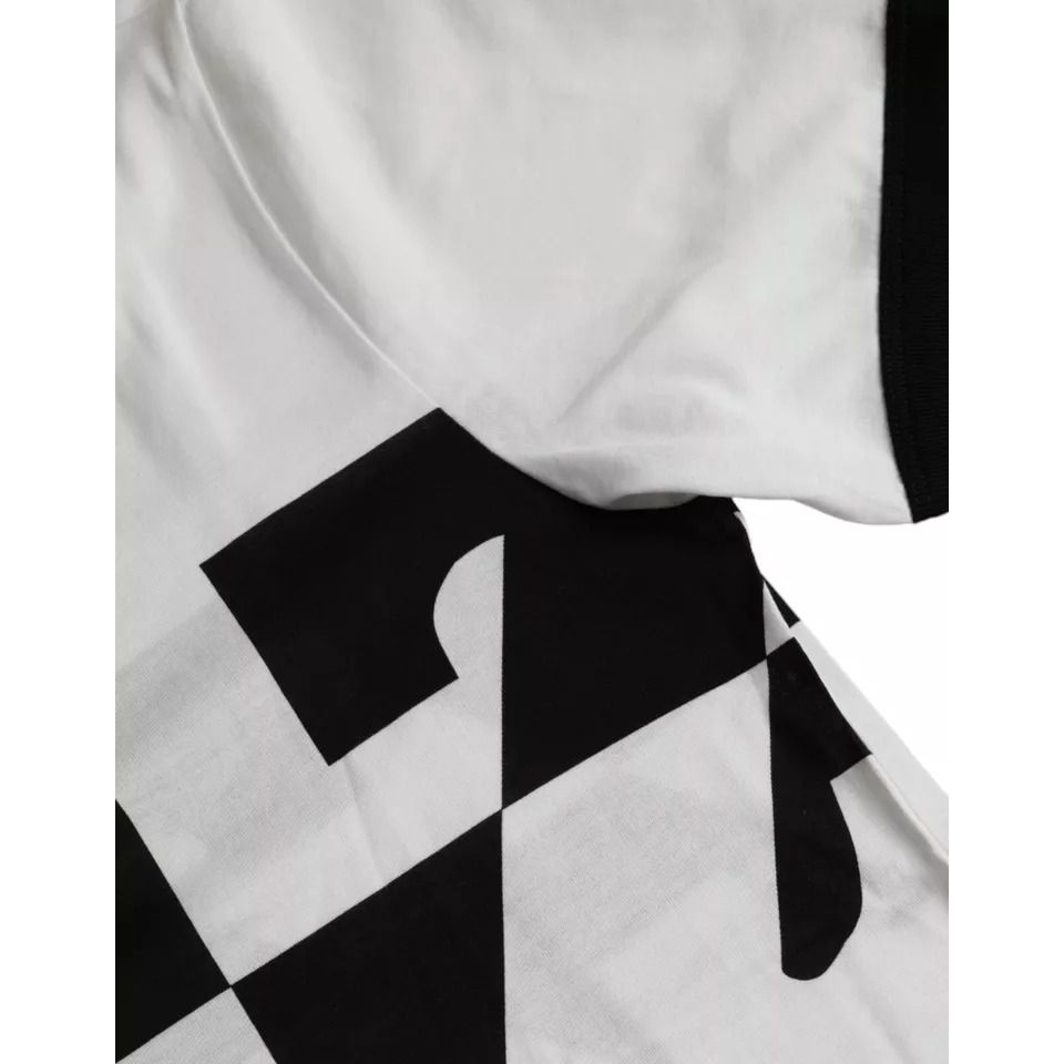 Dolce & Gabbana Black White Jazz Print Cotton Short Sleeves T-shirt