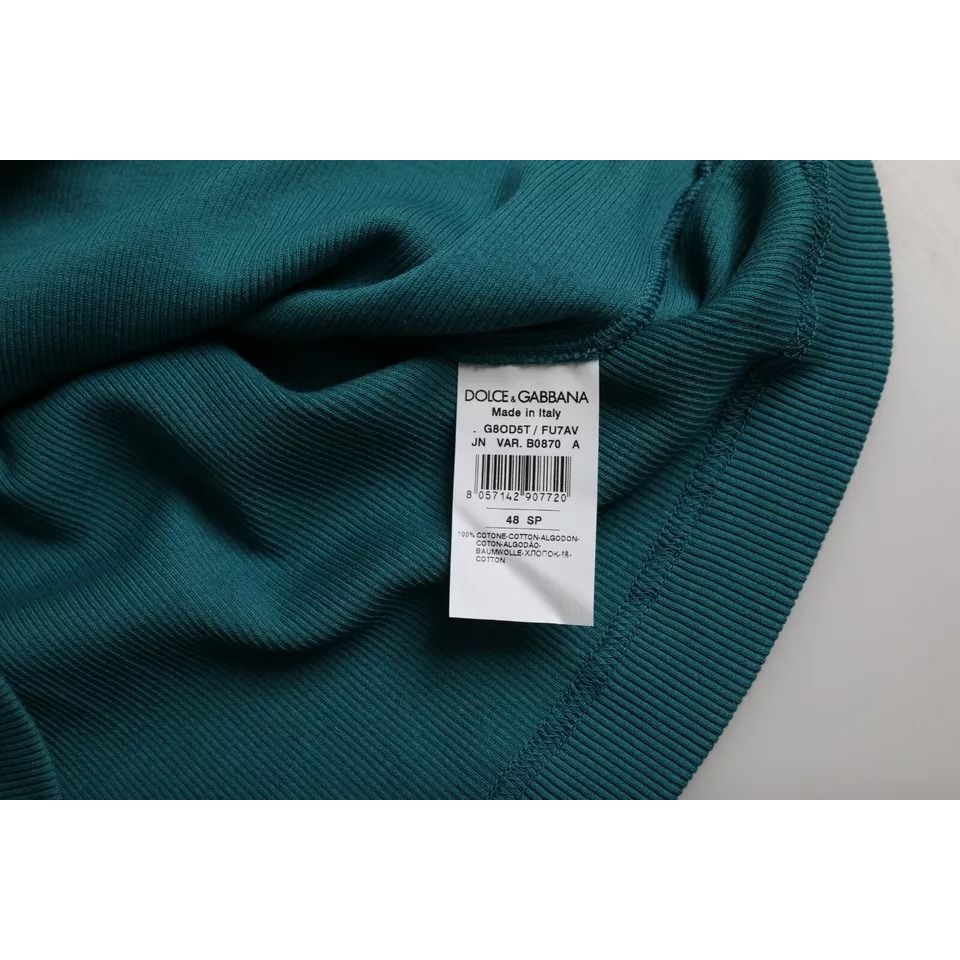 Dolce & Gabbana Blue Green Cotton Round Neck Short Sleeves T-shirt