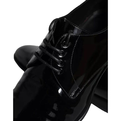 Dolce & Gabbana Black Calfskin Leather Derby Men Dress Shoes