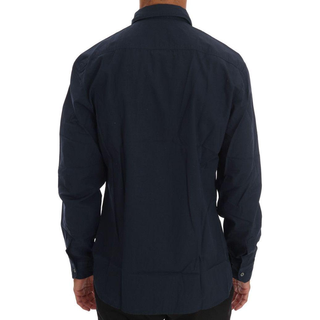 John Galliano Blue Casual Cotton Long Sleeve Shirt