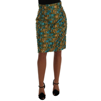 Dolce & Gabbana Multicolor Jacquard Straight Pencil Skirt