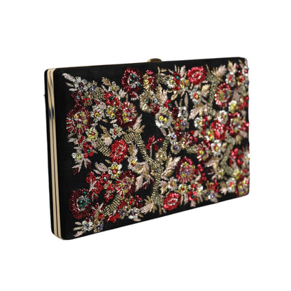 Dolce & Gabbana Multicolor Floral Gold Frame Clutch Evening Purse Bag