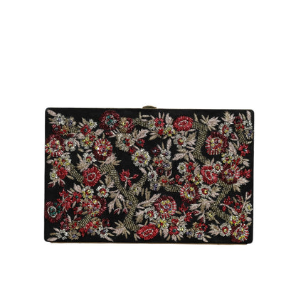 Dolce & Gabbana Multicolor Floral Gold Frame Clutch Evening Purse Bag
