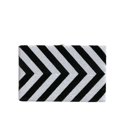 Dolce & Gabbana Black White Gold Frame Clutch Evening Party Purse Bag