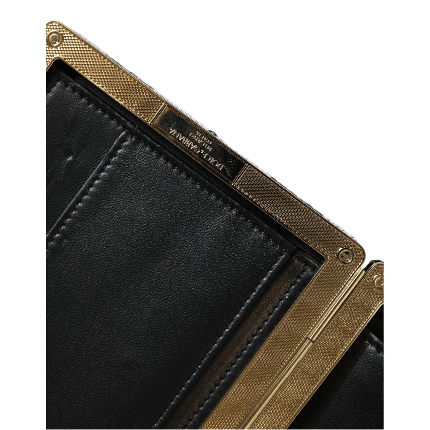 Dolce & Gabbana Black White Gold Frame Clutch Evening Party Purse Bag