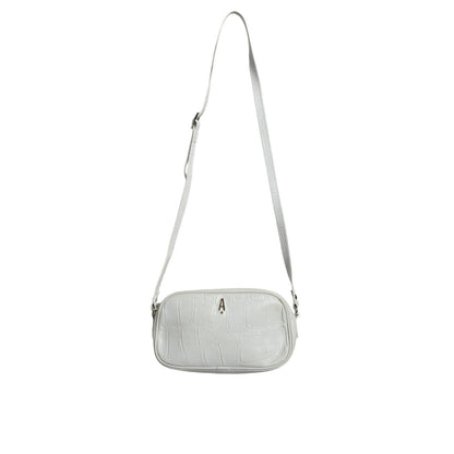Aniye By White Croc Print Leather Crossbody Sling Bag