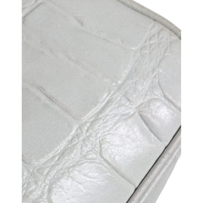 Aniye By White Croc Print Leather Crossbody Sling Bag