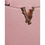 Versace Pink Small Top Handle Grainy Calf Leather Crossbody Bag BAG1588