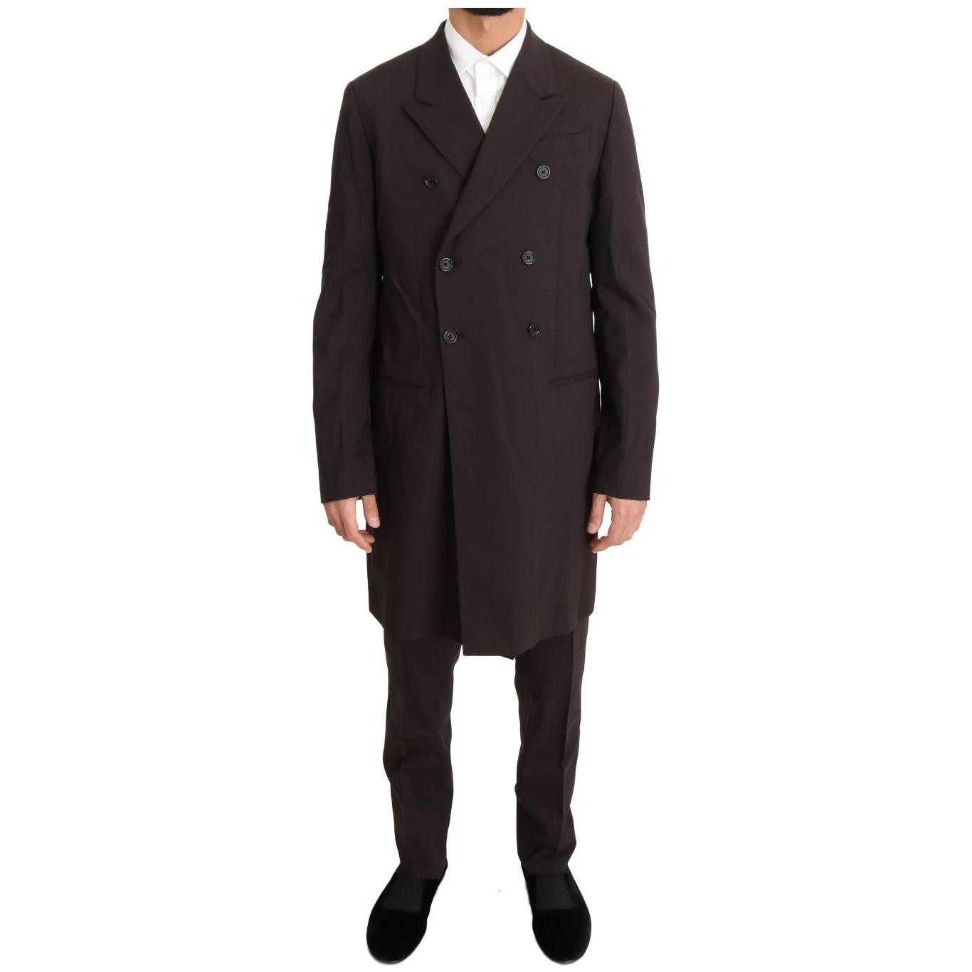 Dolce & Gabbana Bordeaux Wool Stretch Long 3 Piece Suit Suit