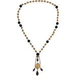 Dolce & Gabbana Gold Chain Brass Black Beaded Rosary Style Necklace SMY10163