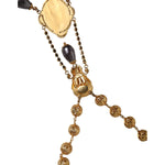 Dolce & Gabbana Gold Chain Brass Black Beaded Rosary Style Necklace SMY10163