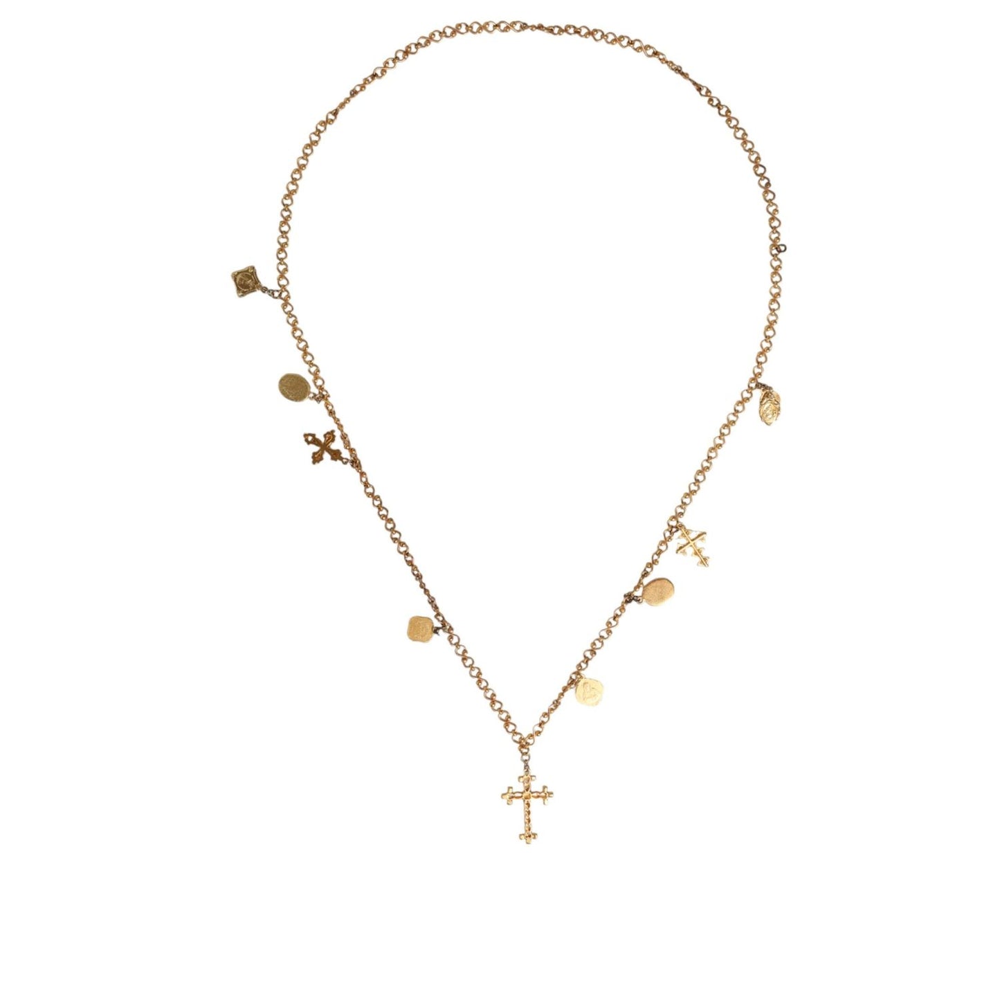Dolce & Gabbana Gold Tone Brass Chain Religious Cross Pendant Necklace Necklace