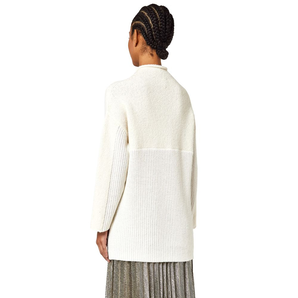 Alpha Studio White Recycled Wool Women Sweater