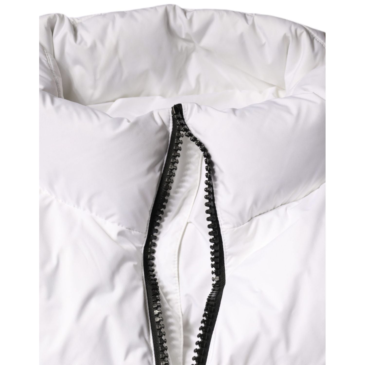 Dolce & Gabbana White Puffer Quilted Full Zip Coat Jacket