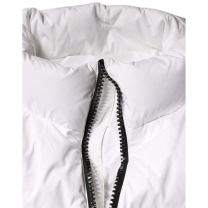 Dolce & Gabbana White Puffer Quilted Full Zip Coat Jacket