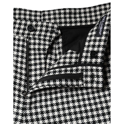 Dolce & Gabbana Black White Houndstooth Cropped Wide Leg Pants