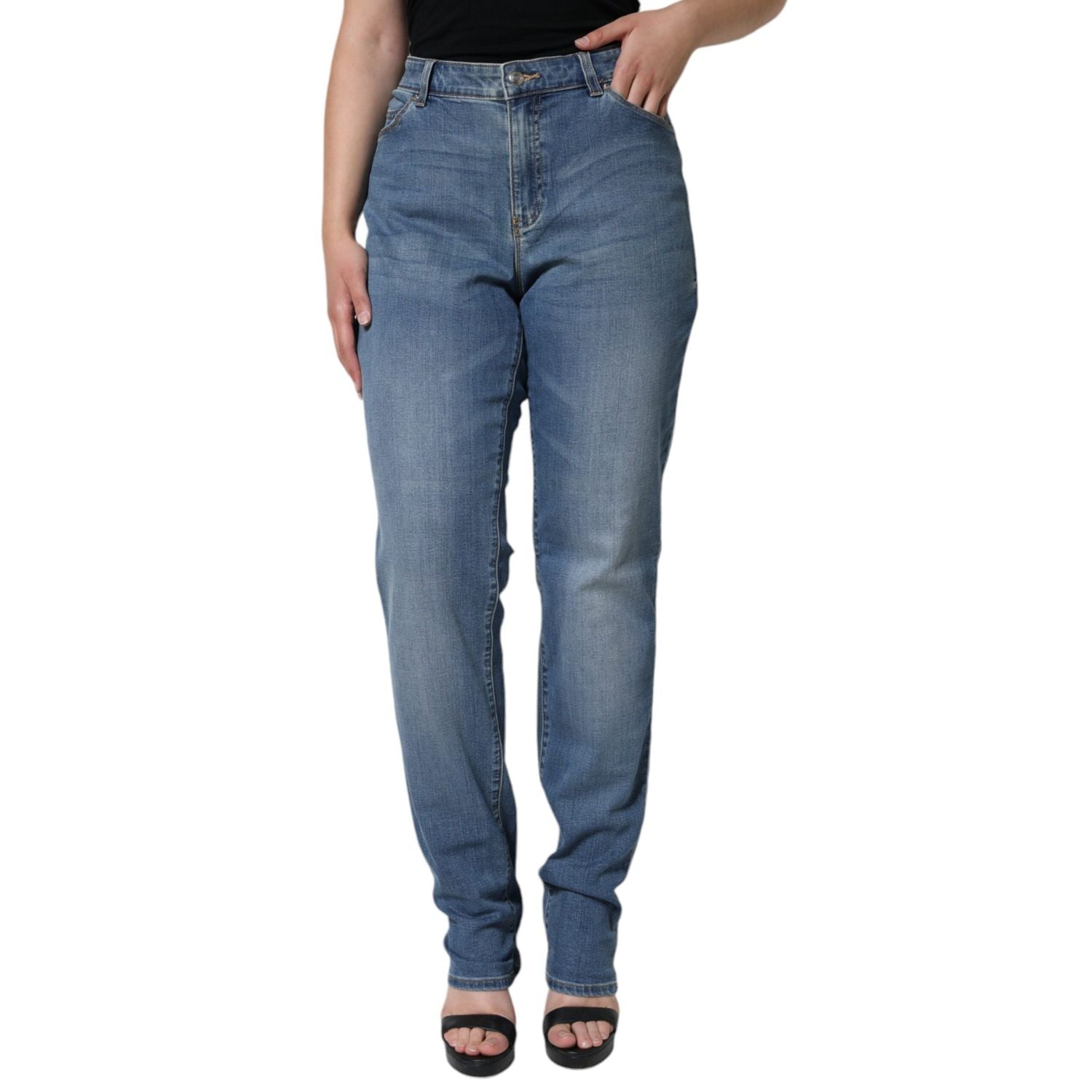 Emporio Armani Blue Washed High Waisted Skinny Women Denim Jeans