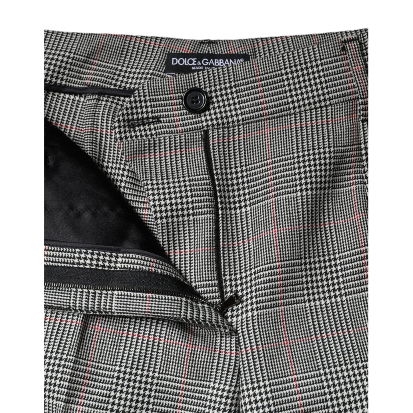 Dolce & Gabbana Gray Plaid Wool Mid Waist Women Tapered Pants