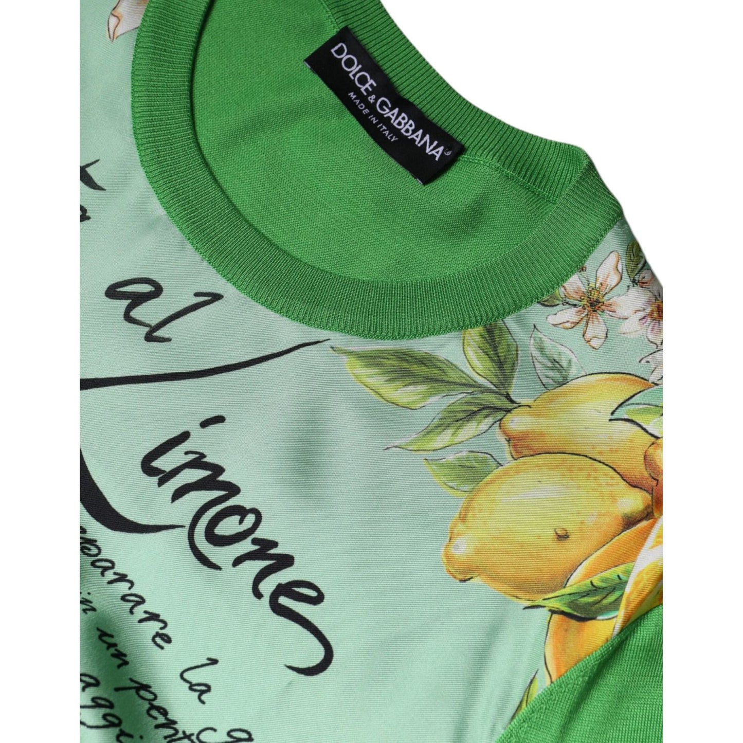 Dolce & Gabbana Green Silk Granita Al Limone Long Sleeves Sweater TSH86570-42