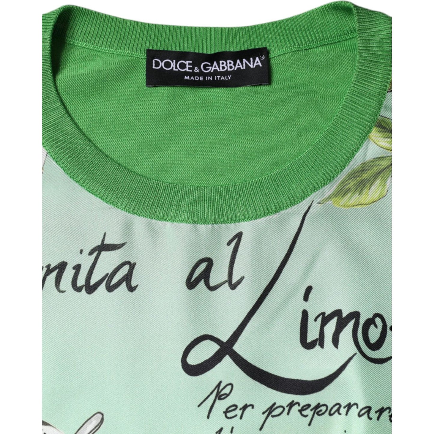 Dolce & Gabbana Green Silk Granita Al Limone Long Sleeves Sweater TSH86570-42
