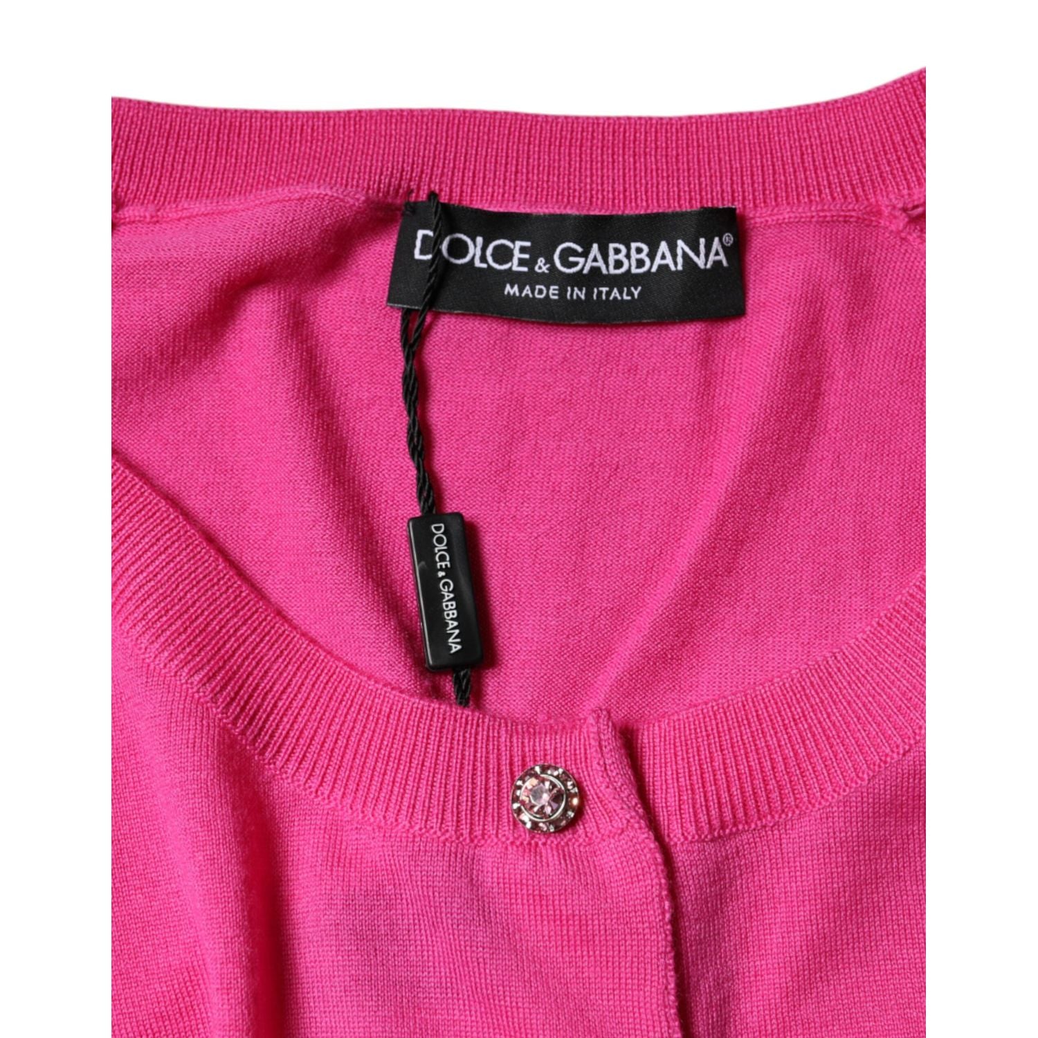 Dolce & Gabbana Pink Wool Button Down Short Sleeve Blouse Top