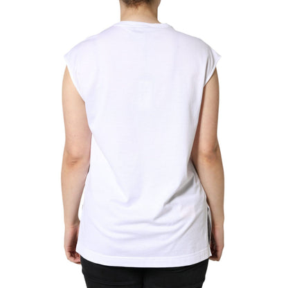 Dolce & Gabbana White Cotton Sleeveless Crew Neck T-shirt