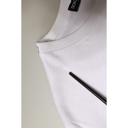 Dolce & Gabbana White Cotton Sleeveless Crew Neck T-shirt