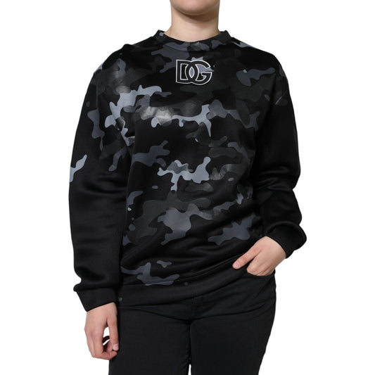 Dolce & Gabbana Black Camouflage Round Neck Sweatshirt Sweater TSH86622-42