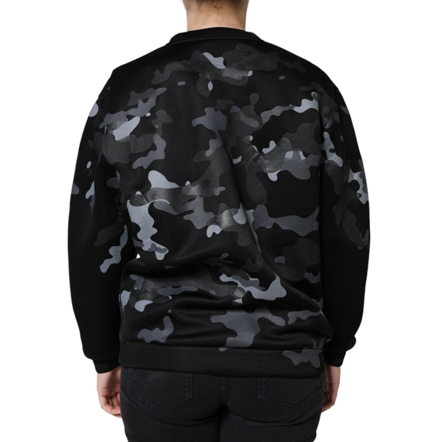 Dolce & Gabbana Black Camouflage Round Neck Sweatshirt Sweater TSH86622-42