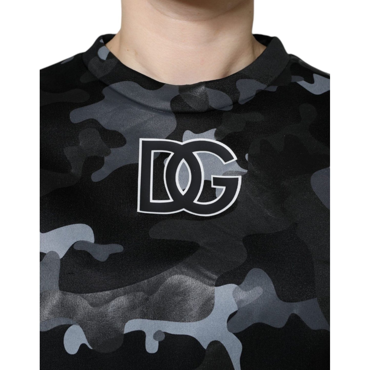 Dolce & Gabbana Black Camouflage Round Neck Sweatshirt Sweater TSH86622-42