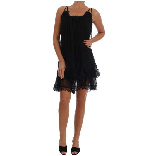 Dolce & Gabbana Black Silk Lace Chemise Dress BIK082-3