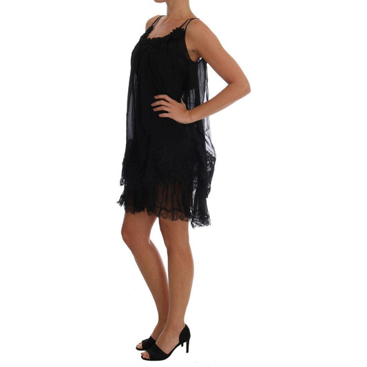 Dolce & Gabbana Black Silk Lace Chemise Dress BIK082-3