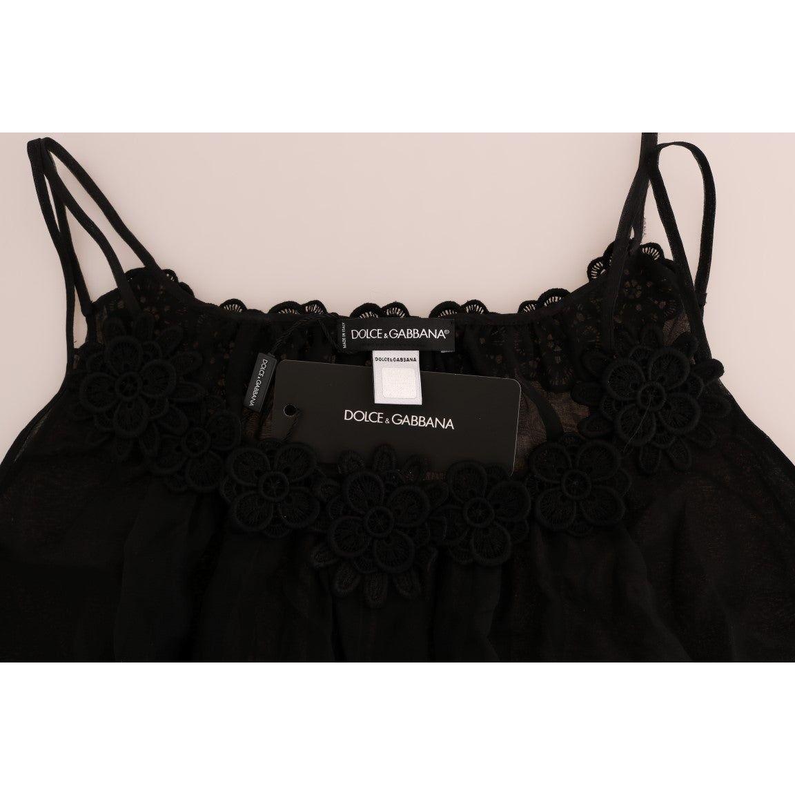 Dolce & Gabbana Black Silk Lace Chemise Dress