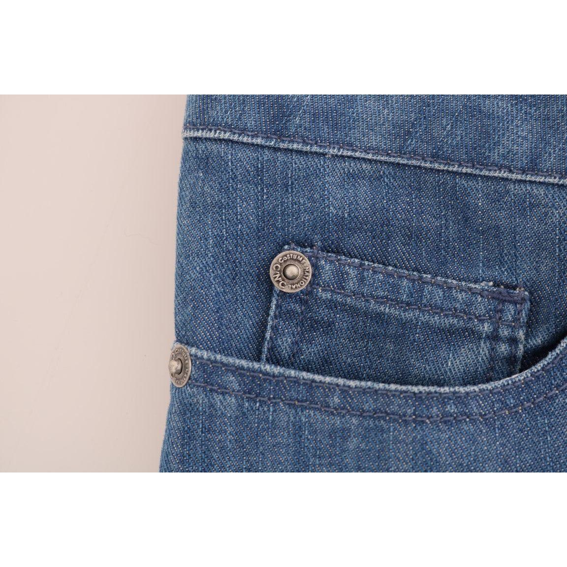 Costume National Blue Wash Cotton Boyfriend Fit Jeans