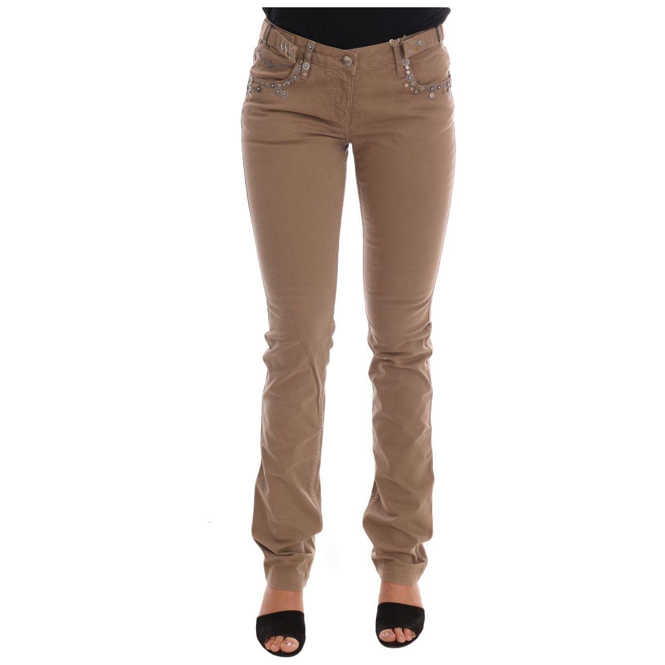 Costume National Beige Cotton Stretch Slim Fit Jeans