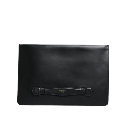 Dolce & Gabbana Black Calfskin Leather Mediterranean Pouch Bag