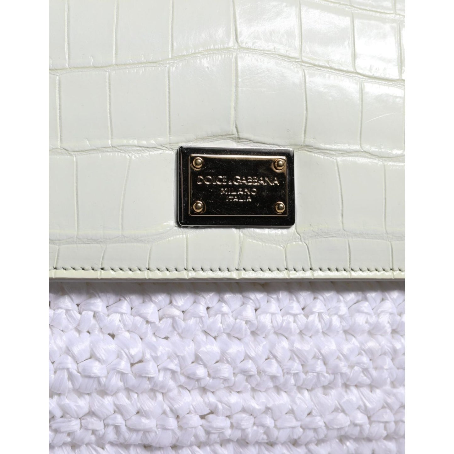 Dolce & Gabbana White Rafia Leather SICILY Crossbody Bag