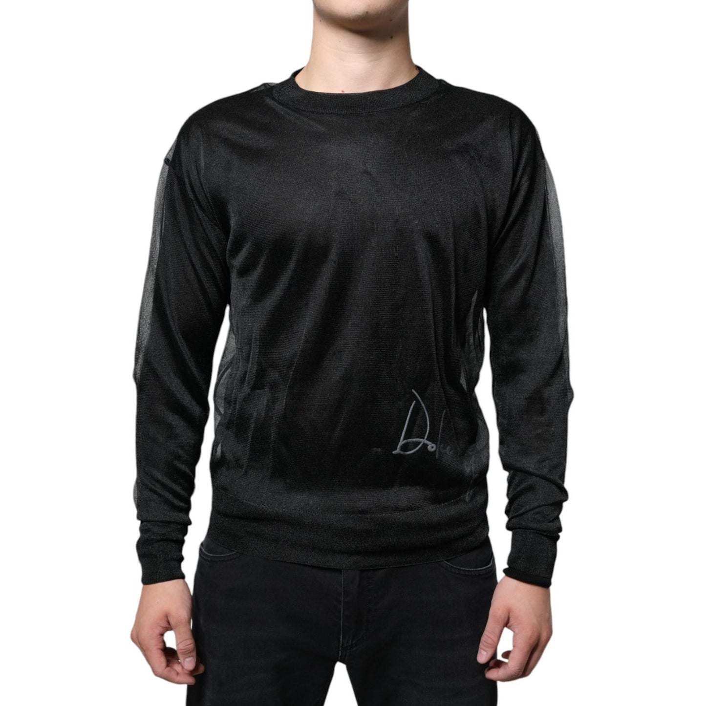 Dolce & Gabbana Black Polyester Pullover Sweatshirt Sweater