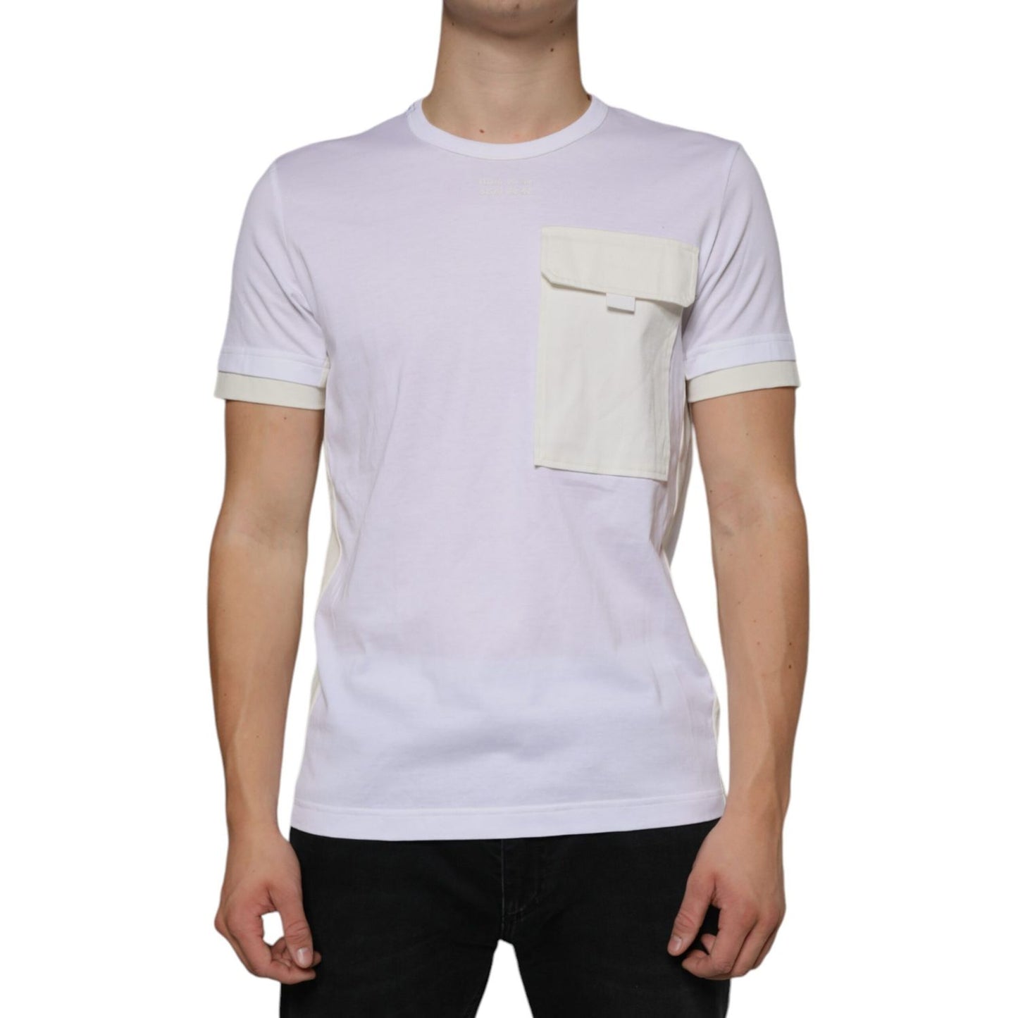 Dolce & Gabbana White Cotton Pocket Short Sleeves T-shirt