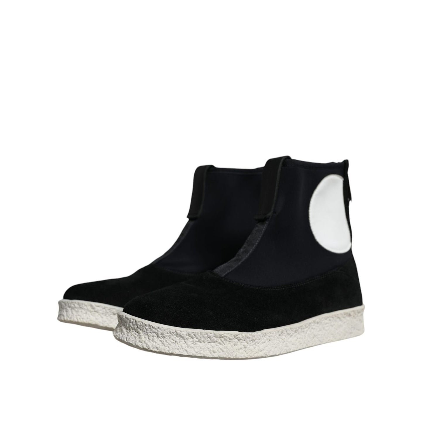 Alexander McQueen Black White Neoprene Takeshi Mid Calf Boots Shoes