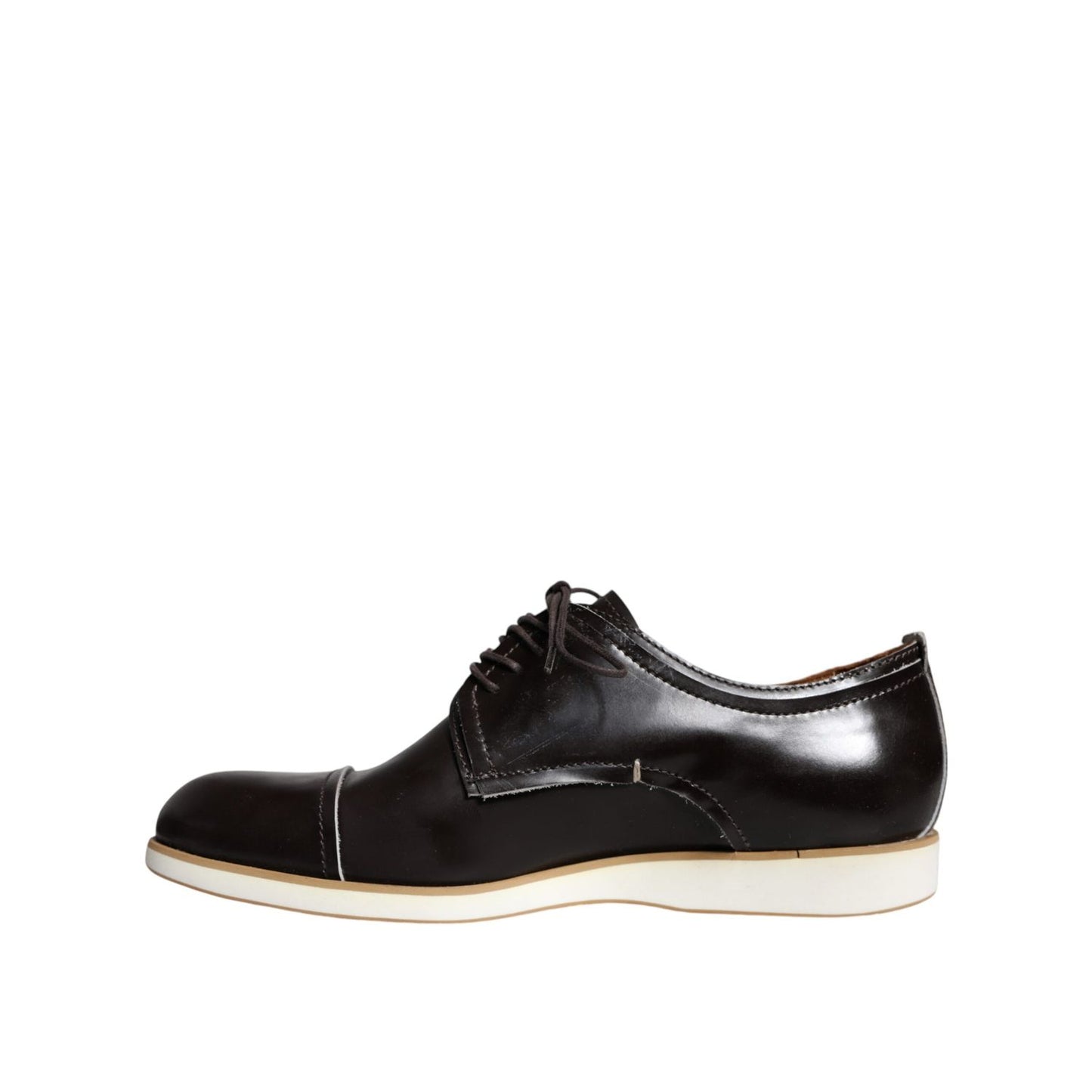 Pollini Black White Leather Lace Up Men Dress Formal Shoes