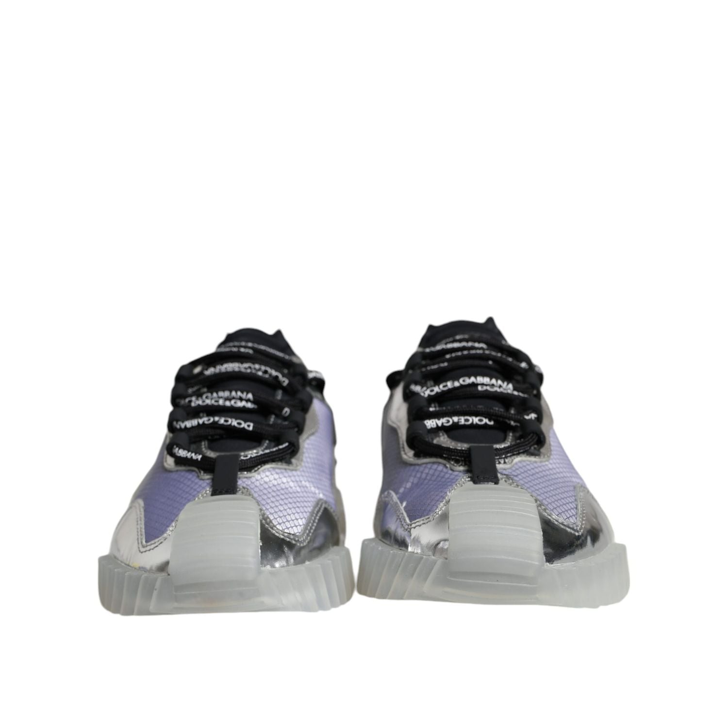 Dolce & Gabbana Silver Black Nylon NS1 Low Top Sneakers Shoes