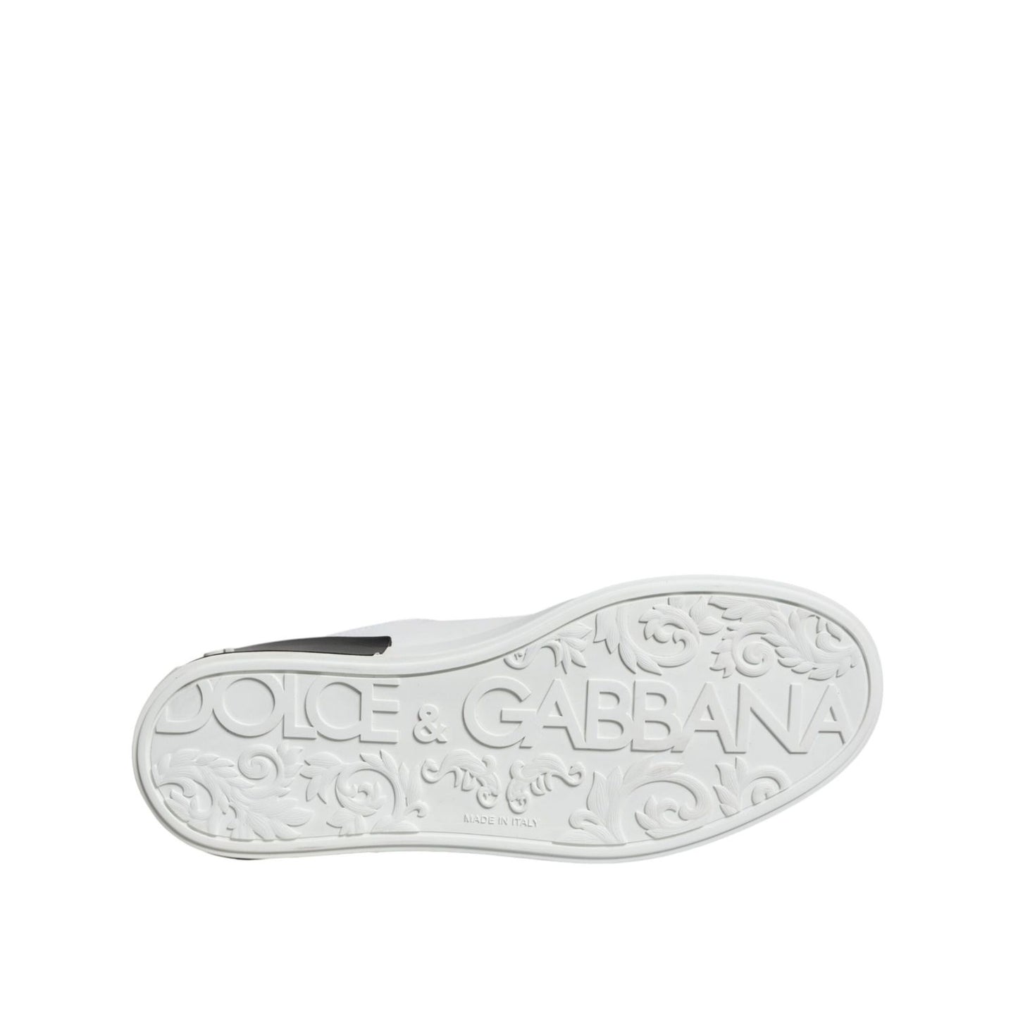 Dolce & Gabbana Black Leather Logo Portofino Sneaker Shoes