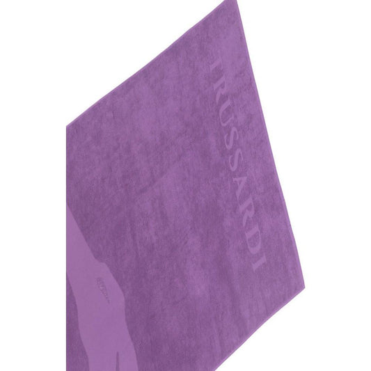 Trussardi Beachwear Purple Cotton Men Beach Towel