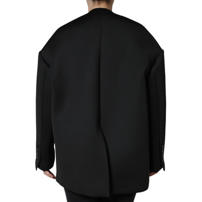 Dolce & Gabbana Black Polyester Double Breasted Coat Jacket