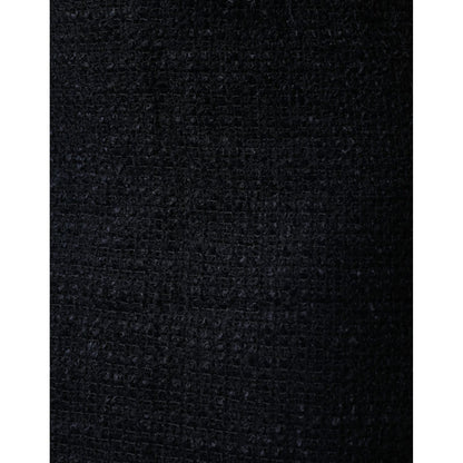 Dolce & Gabbana Black Virgin Wool Pencil Cut Midi Skirt