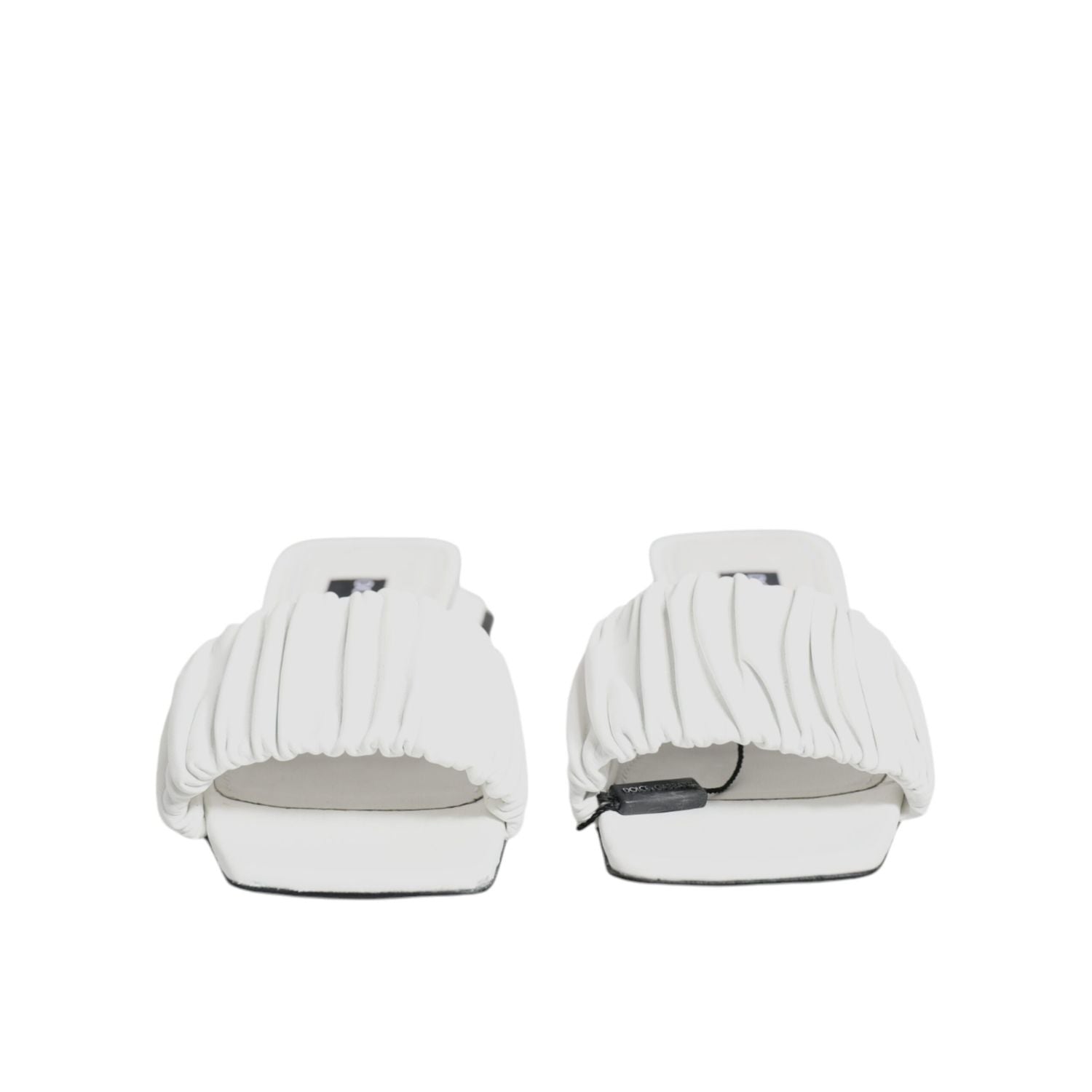 Dolce & Gabbana White Leather Slides Flats Sandals Shoes
