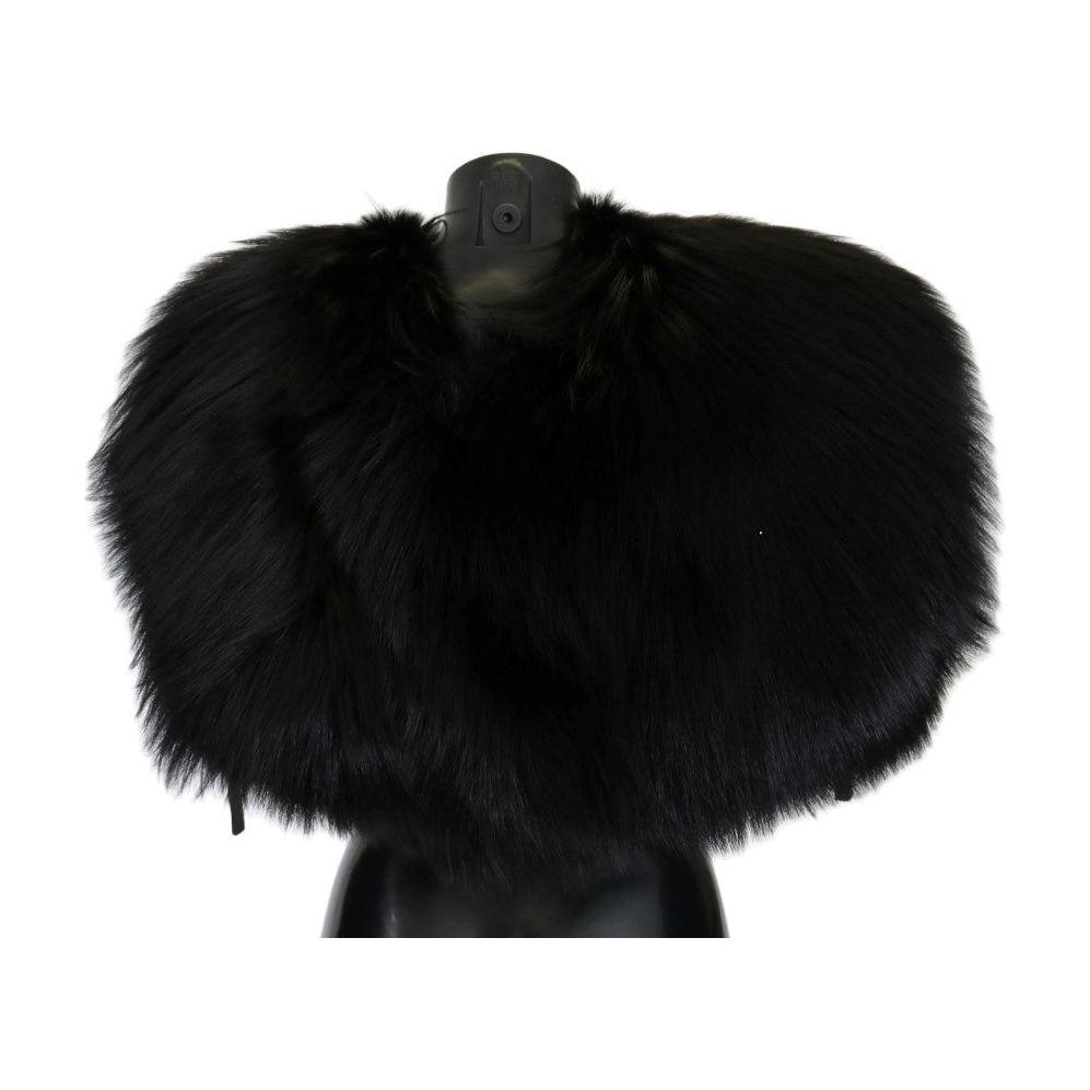 Dolce & Gabbana Black Silver Fox Fur Scarf MS1875-1
