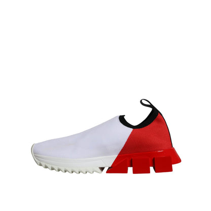 Dolce & Gabbana White Red Low Top Sorrento Men Sneakers Shoes